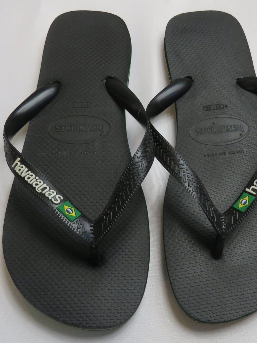 Havaianas Brazil Logo Black Flip Flops Sandals Men’s Size 13